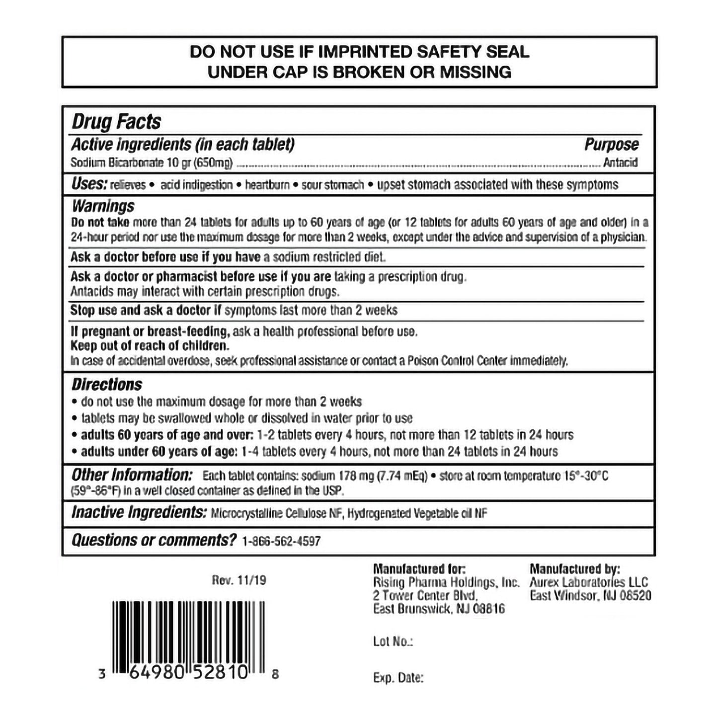 SODIUM BICARBONATE, TAB 650MG