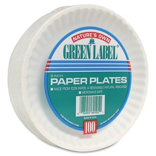 PLATE, PAPER UNCOATED WHT 6"