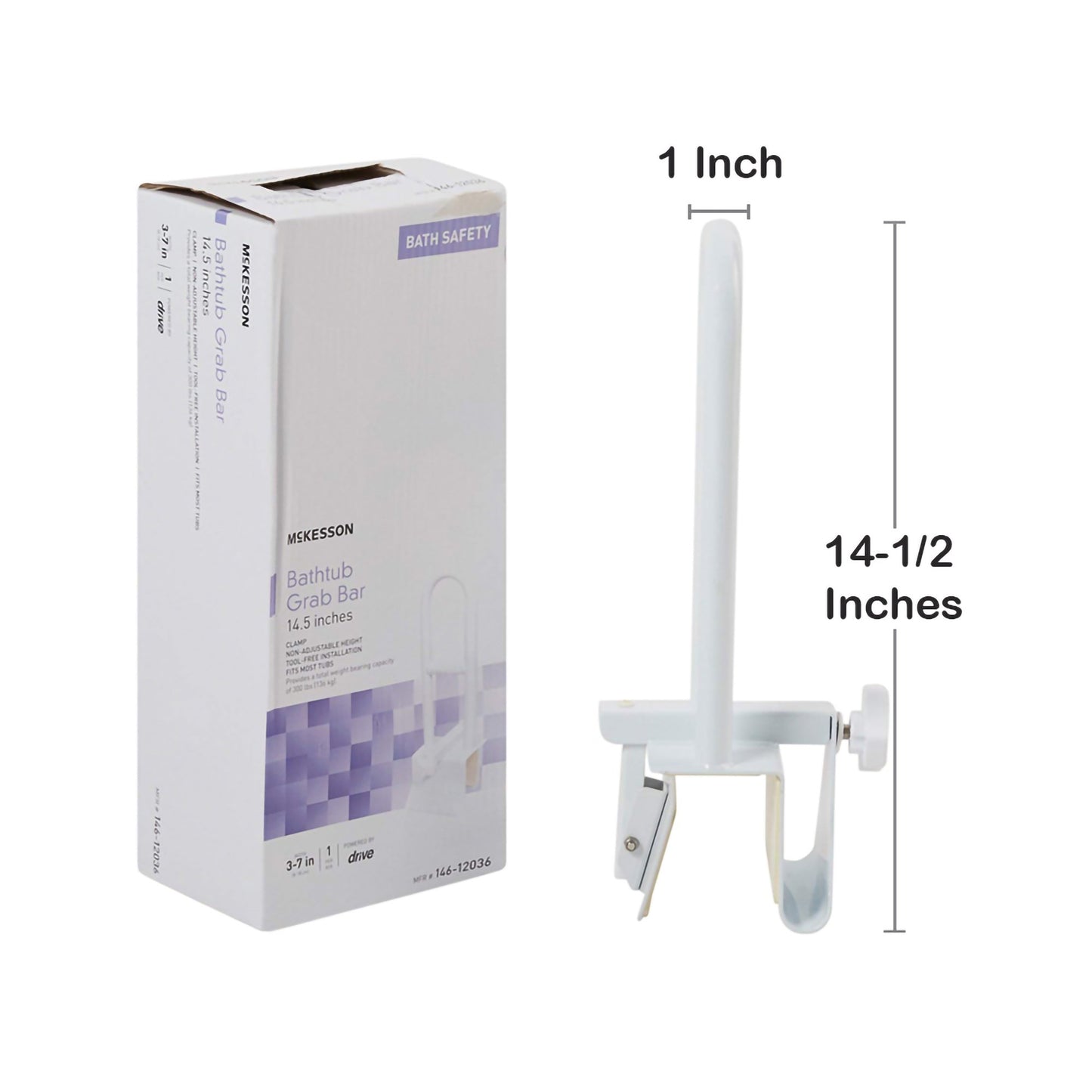BAR, GRAB BAR CLAMP PDR COATEDWHT 14.5"
