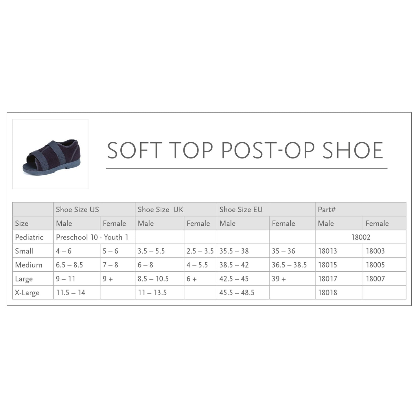 SHOE, POST OP SOFT TOP WOMENSLG OSSURA