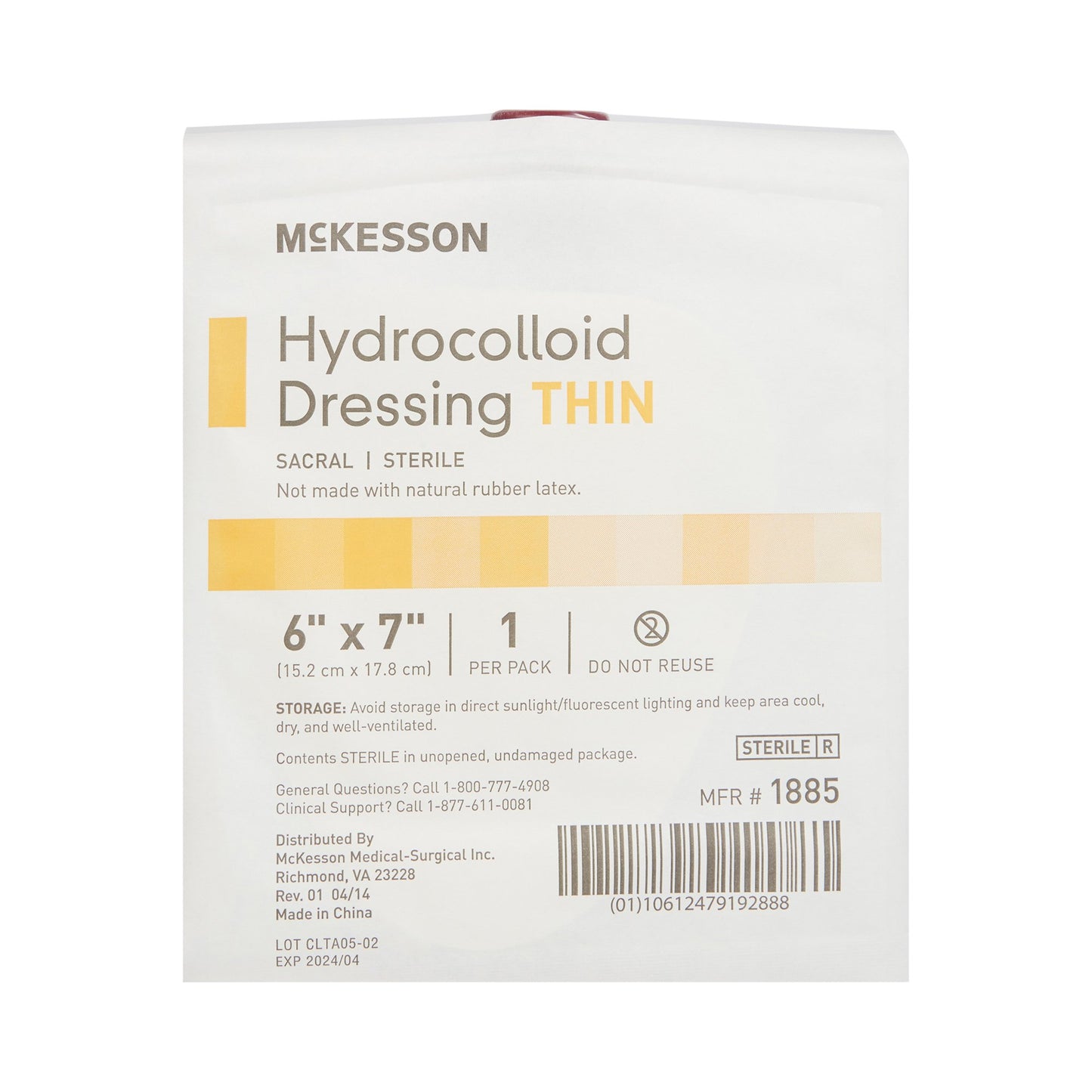 DRESSING, HYDROCOLLOID THIN STR SACRAL 6"X7"