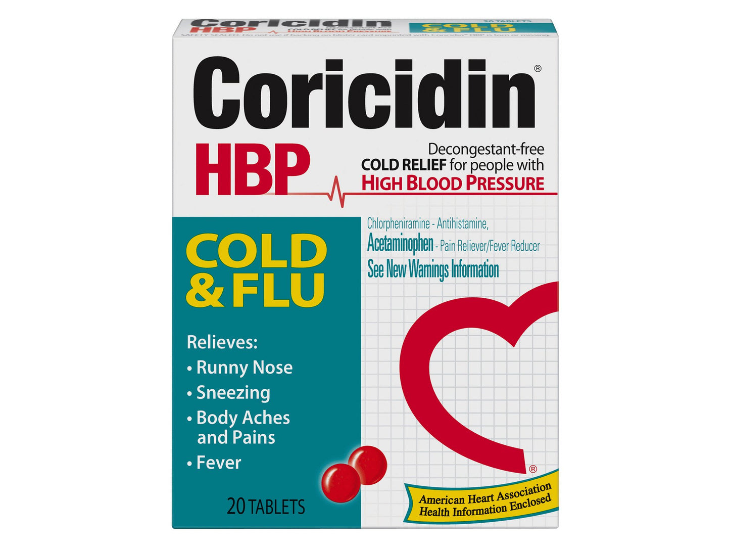 CORICIDIN HBP, TAB COLD&FLU 325MG-2MG