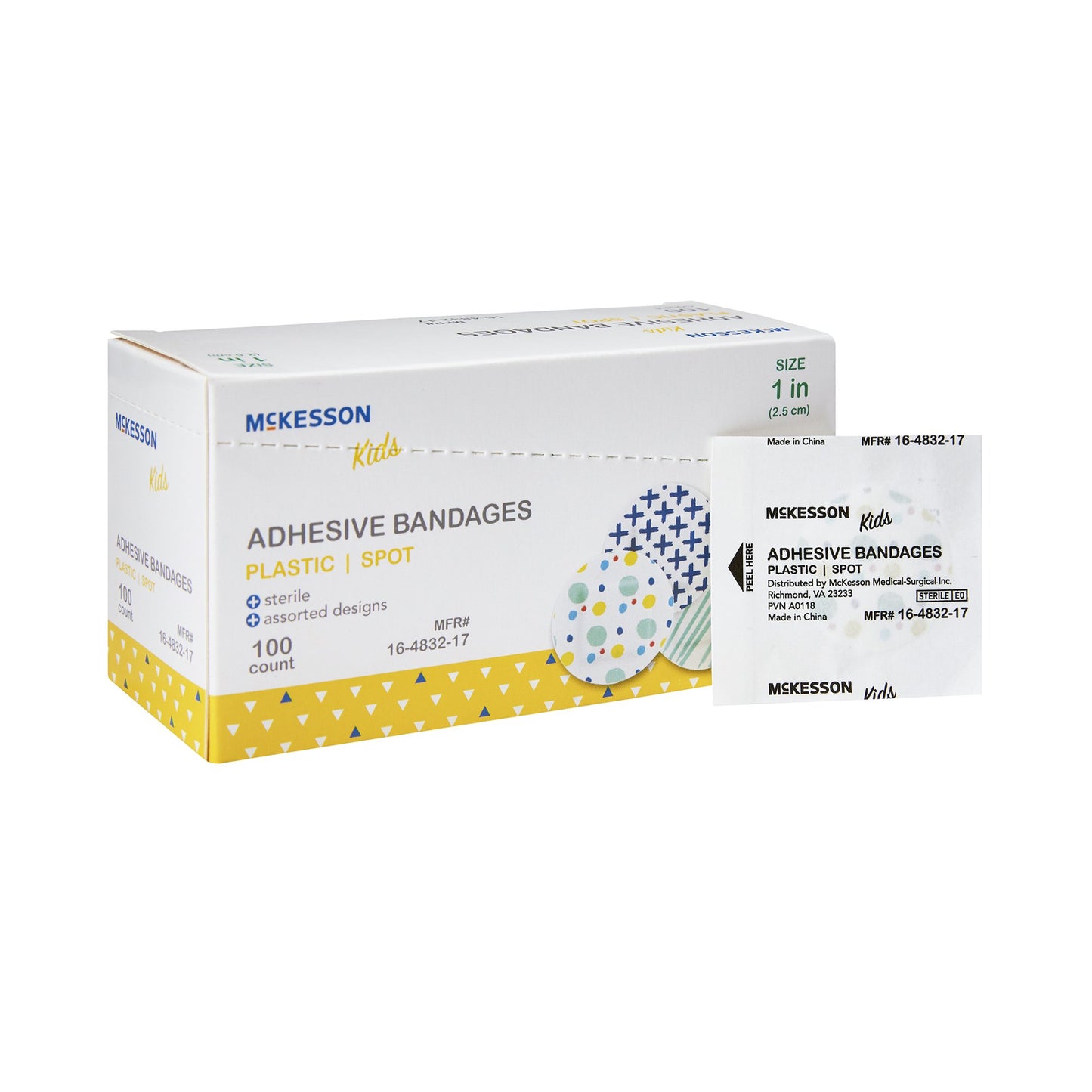 BANDAGE, ADH MCKID SPOT ASTD PATTERN 1"