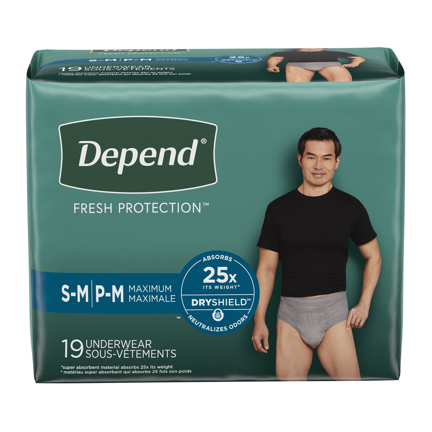 UNDERWEAR, DEPEND MAX ABSORB GRY SM/MED