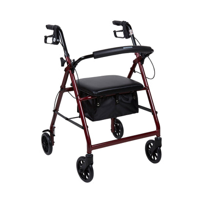 WALKER, ROLLATOR LTWT FOLDINGALUM W/6" WHLS RED 300LB