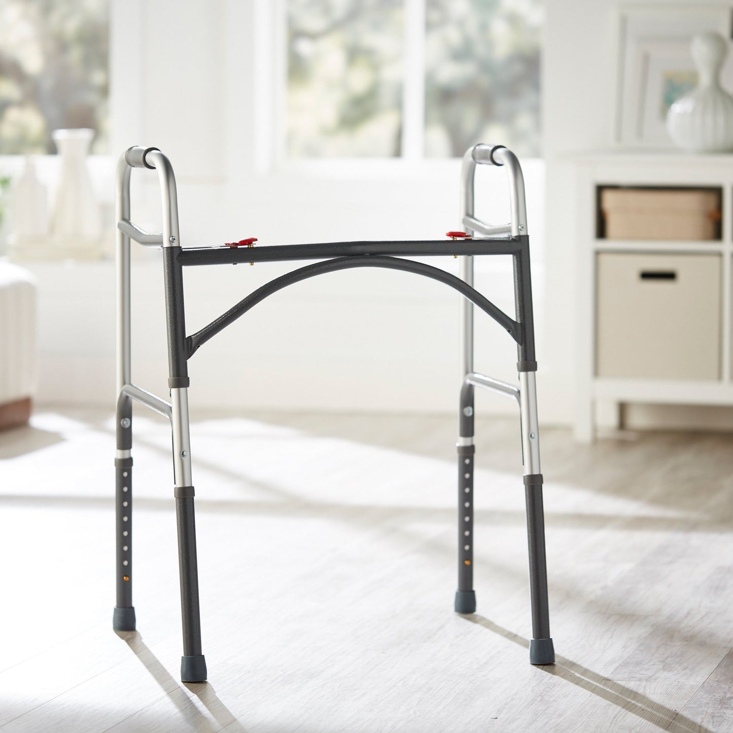 WALKER, FOLDING STEEL W/O WHEELS HVY DUTY ADLT 500LB