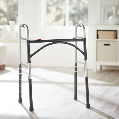 WALKER, FOLDING STEEL W/O WHEELS HVY DUTY ADLT 500LB