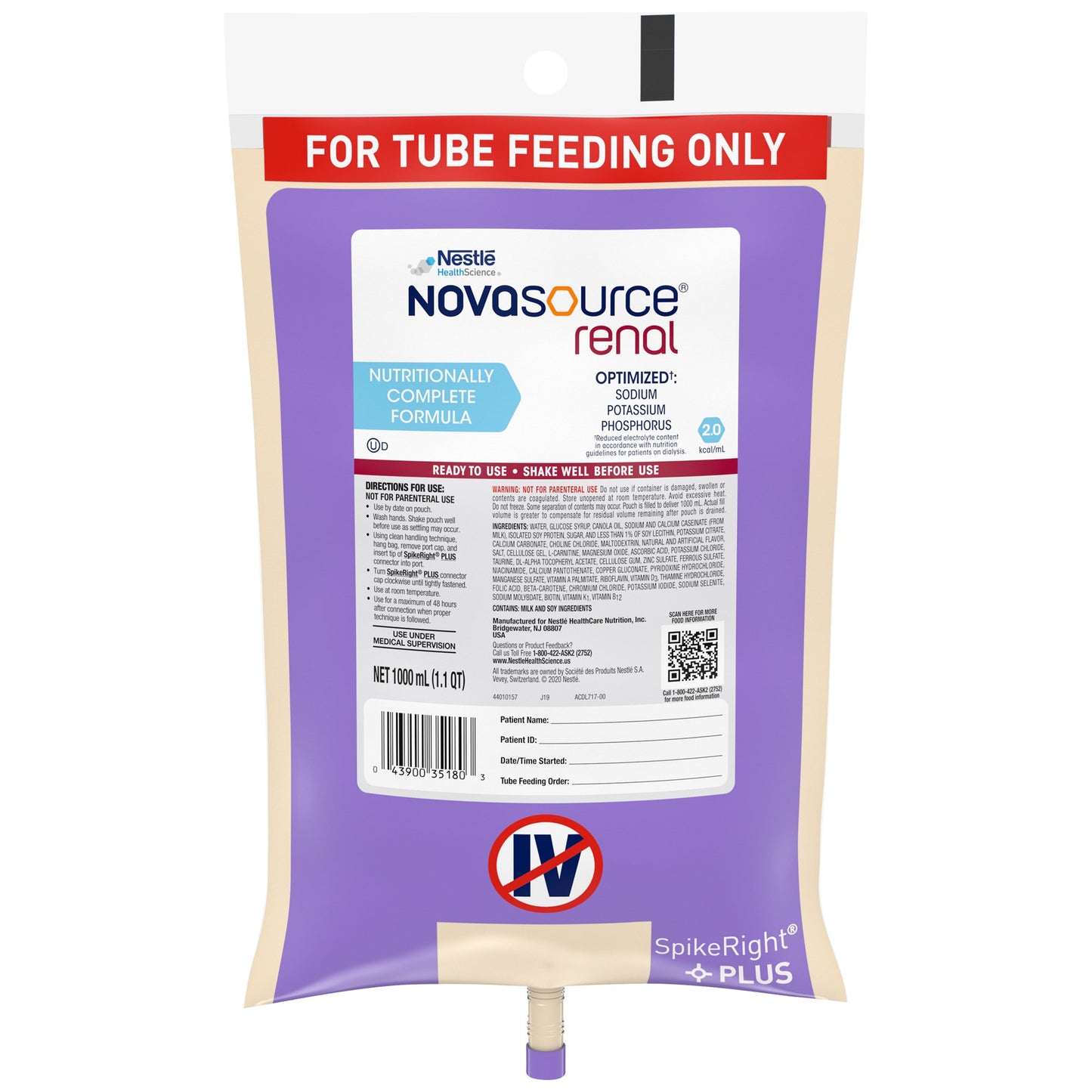 NOVASOURCE RENAL, CLSD SYSTEM1000ML
