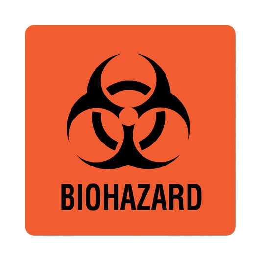 LABEL, BIOHAZARD FLURSNT RED 6" X6"