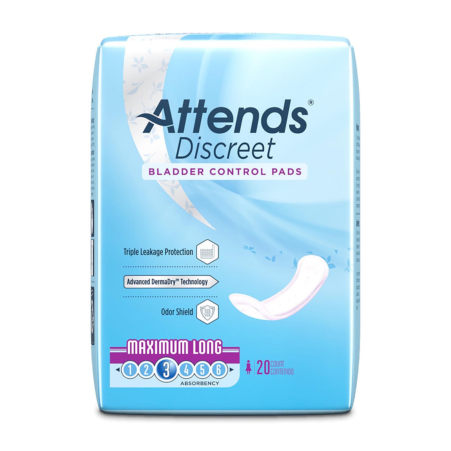PAD, BLADDER CNTRL ATTENDS DISCREET MAX LONG