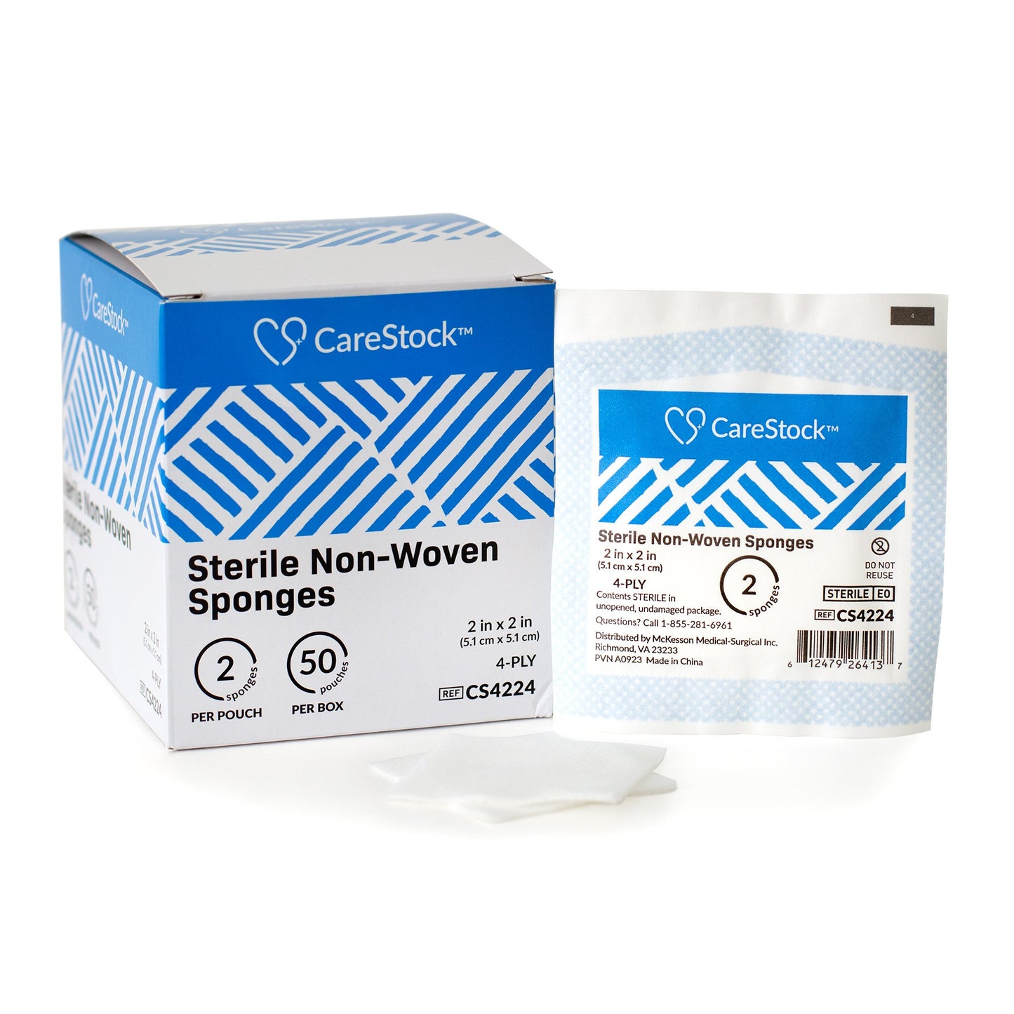SPONGE, GAUZE N/WOVN 4PLY STR2X2"