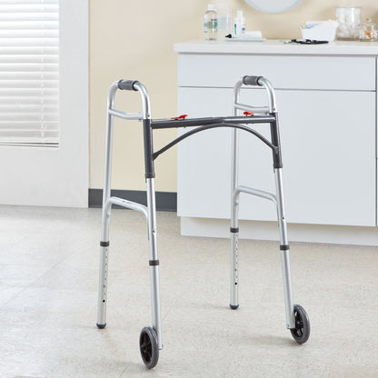 WALKER, FLD ALUM W/5" WHLS ADLT 350LBS