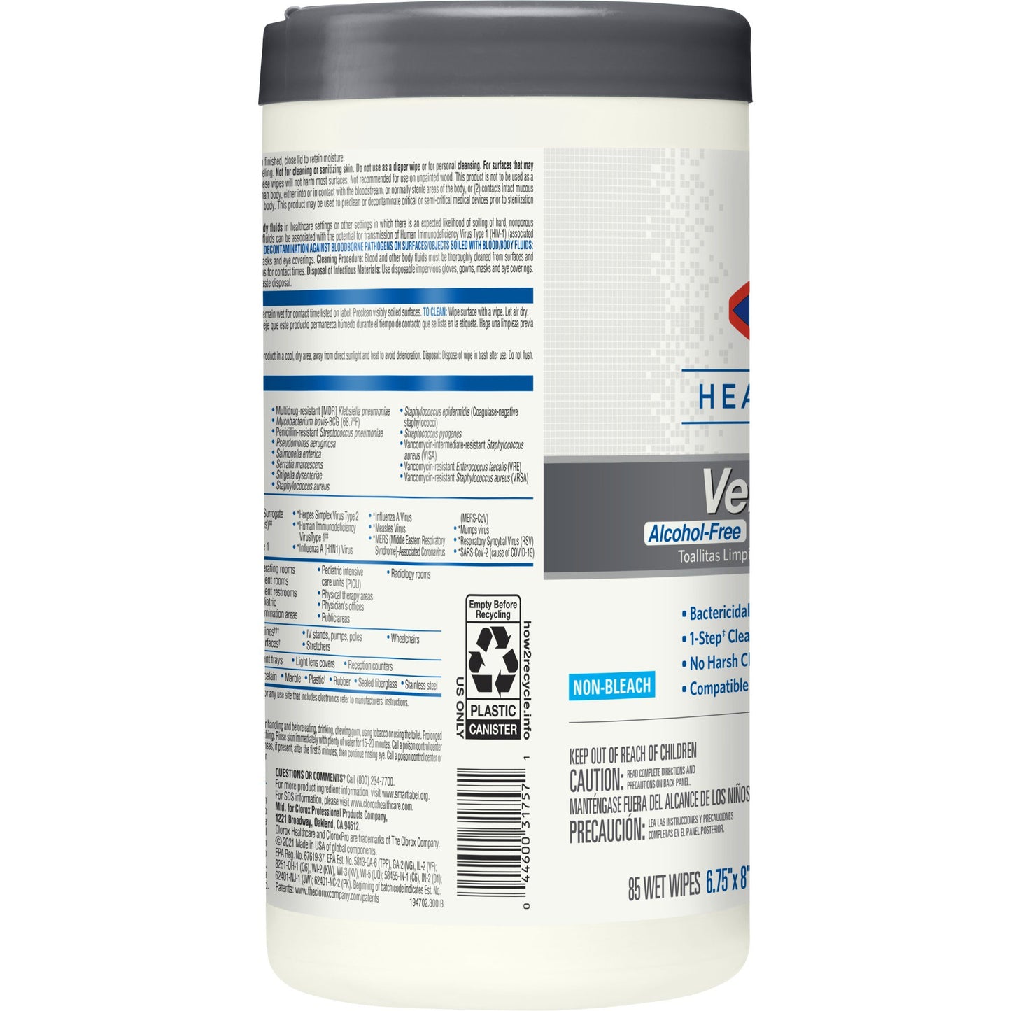 WIPE, DISINFECTANT VERSASURE ALCOHOL FREE