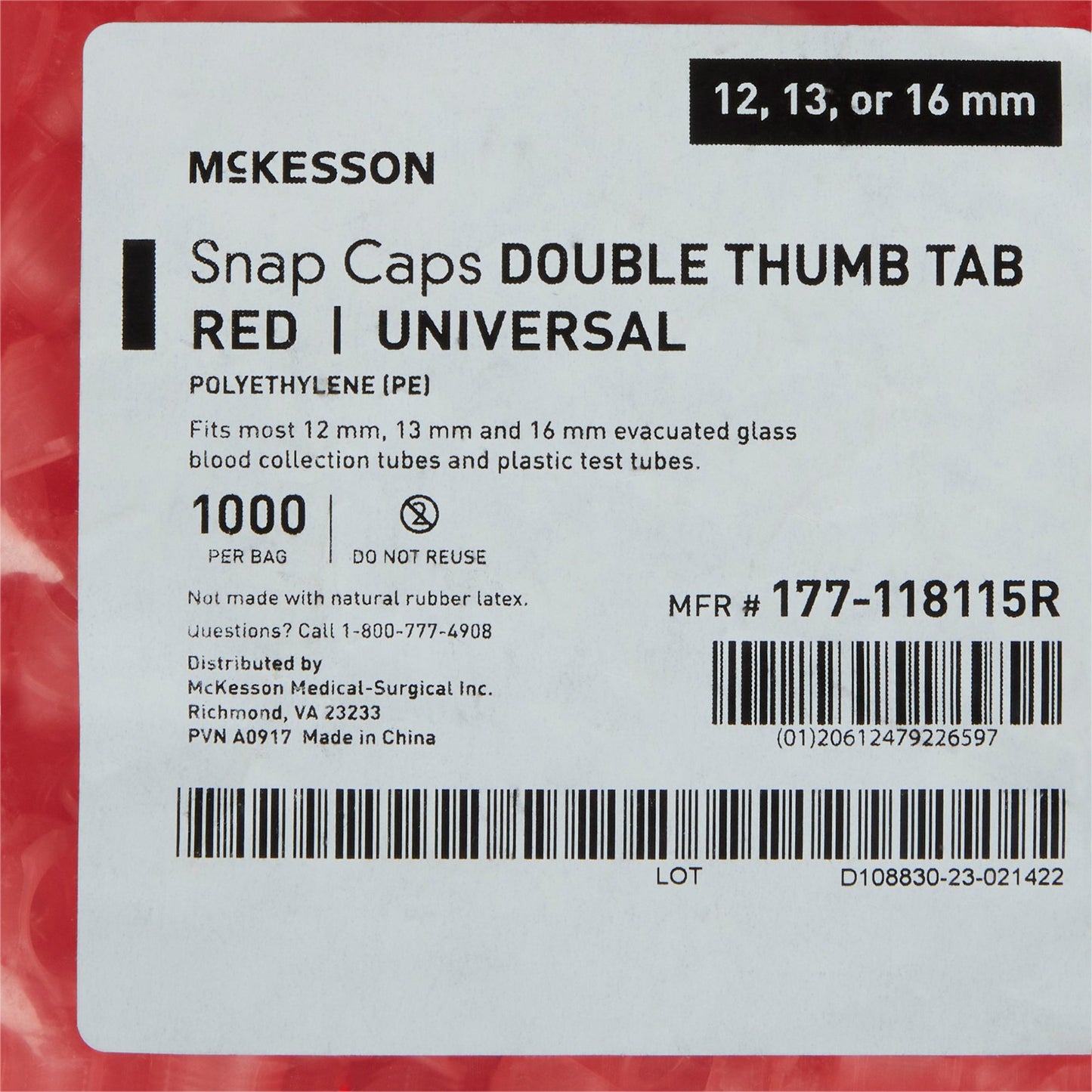 CAP, SNAP UNIV POLY RED