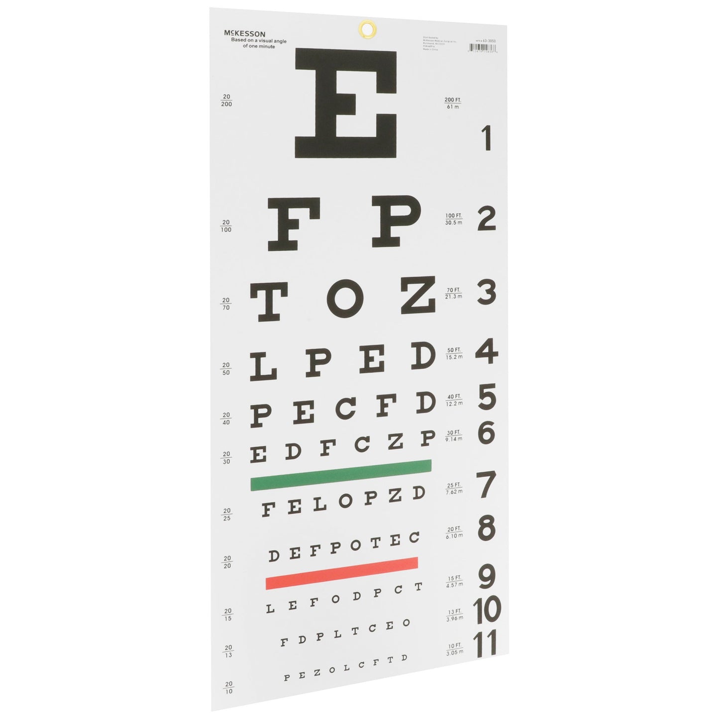 CHART, EYE TEST SNELLEN LF 20'22"X11"
