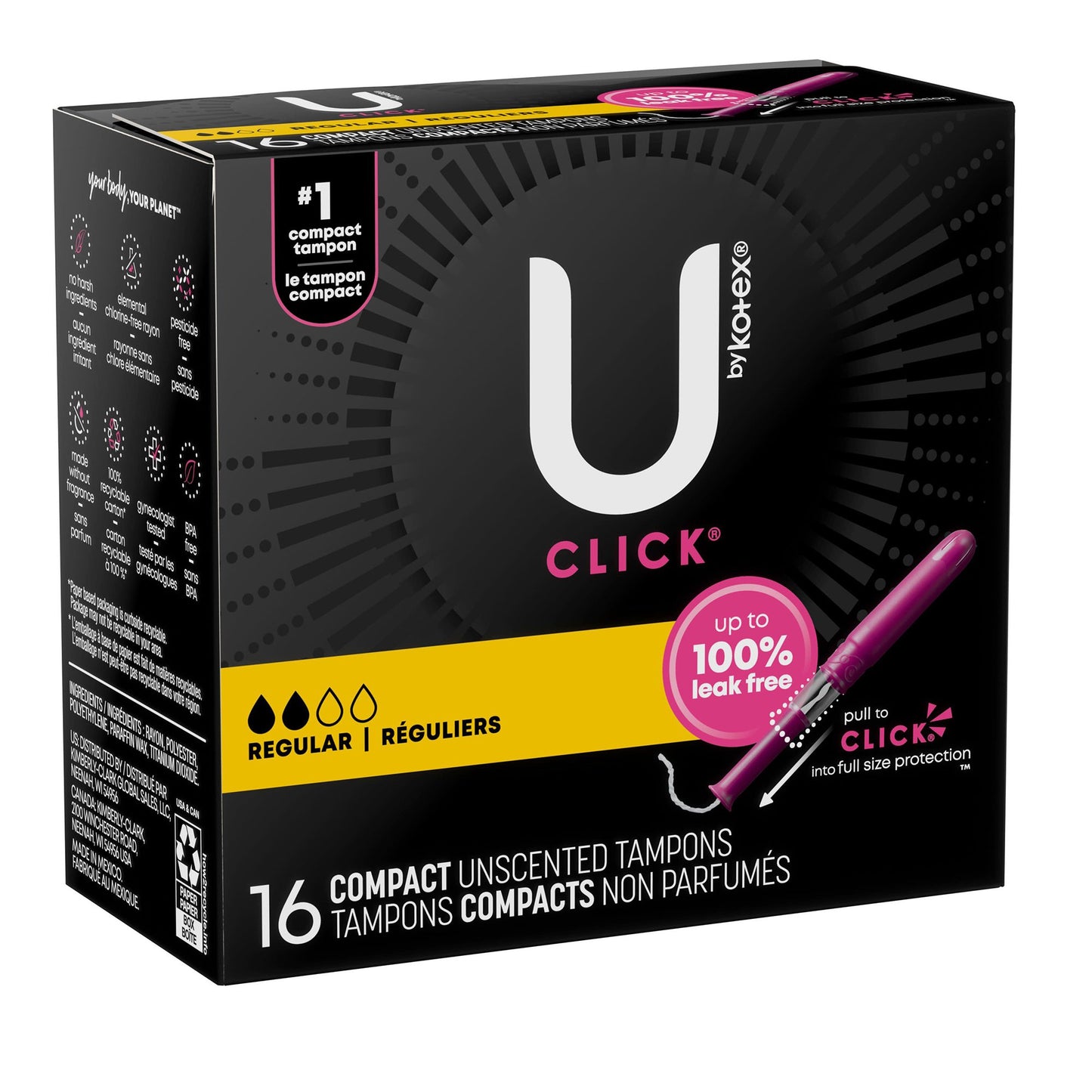 TAMPON, U BY KOTEX CLICK SUPERPREM REG ABSRB