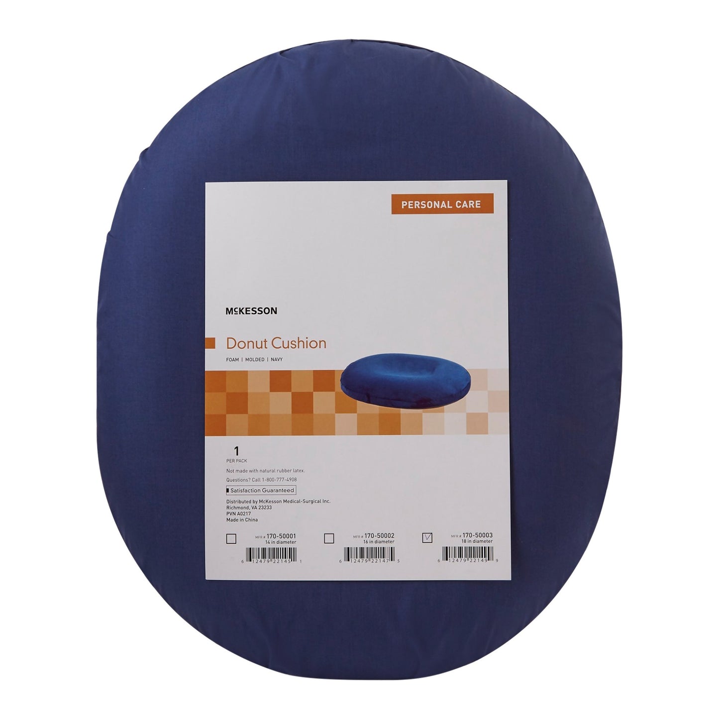 CUSHION, DONUT NAVY BLU 18"