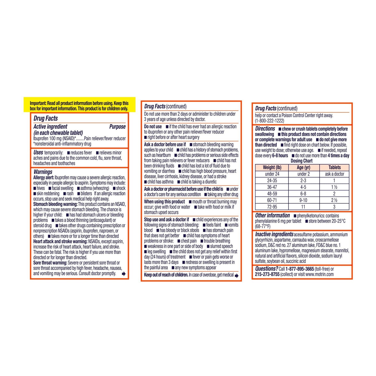 MOTRIN, TAB CHEWABLE CHLD GRAPE 100MG