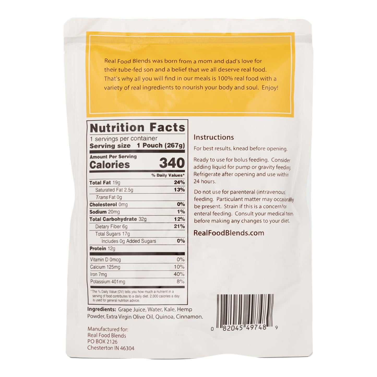 ENTERAL FEEDING, QUINOA/KALE &HEMP