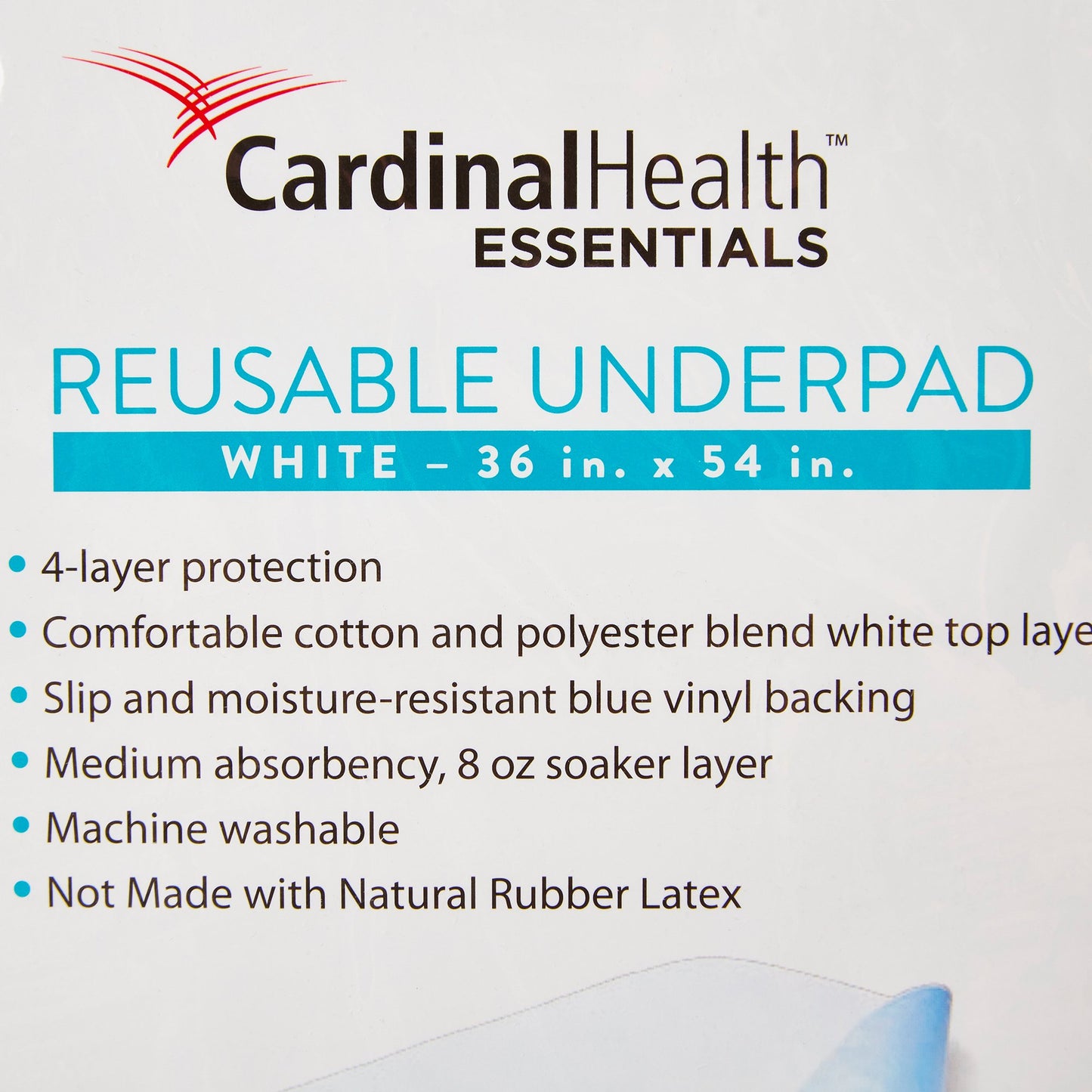 UNDERPAD, BED WATERPRF PVC BCKBLU/WHT 36"X54"