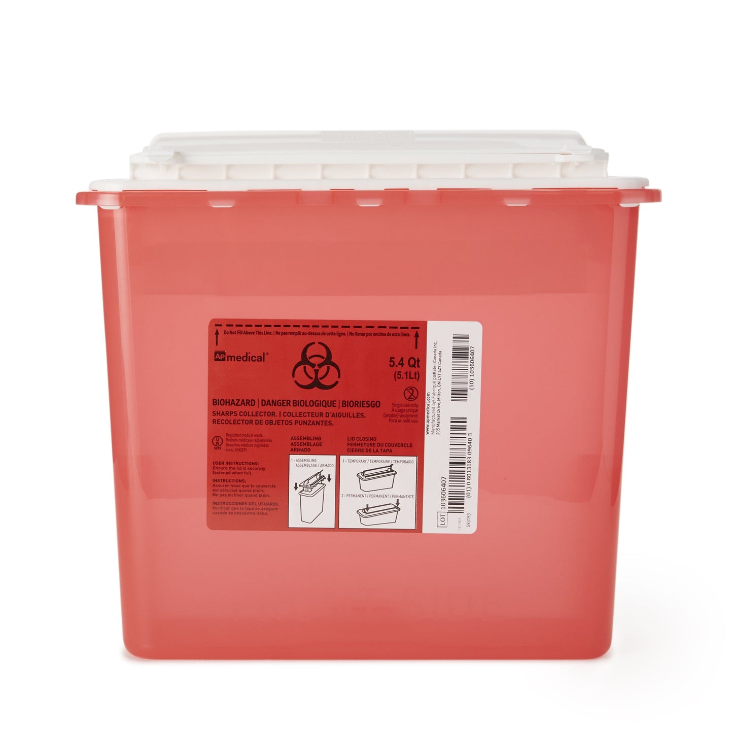 CONTAINER, SHARPS RED 5.4QT WALL DISP
