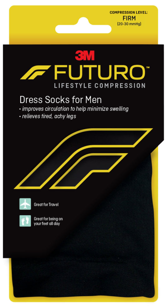 SOCK, COMPRESSION FUTURO DRESSMENS BLK MED