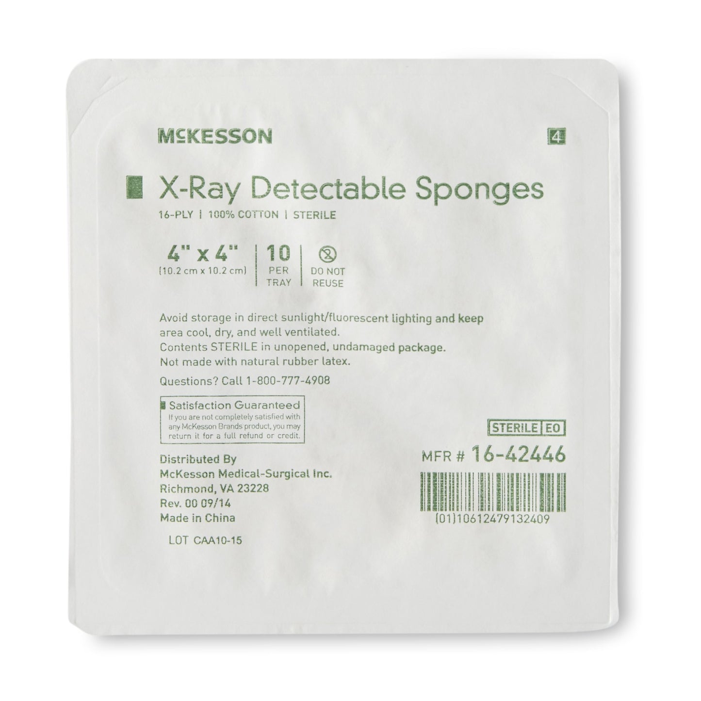 SPONGE, XRAY STR 4"X4" 16PLY STR LF
