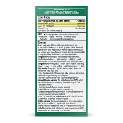 EXCEDRIN XS, CAP 250-250-65MG