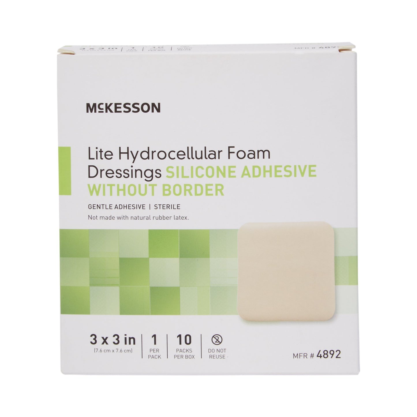 FOAM, ADH SIL LT W/O BORDER 3"X3"
