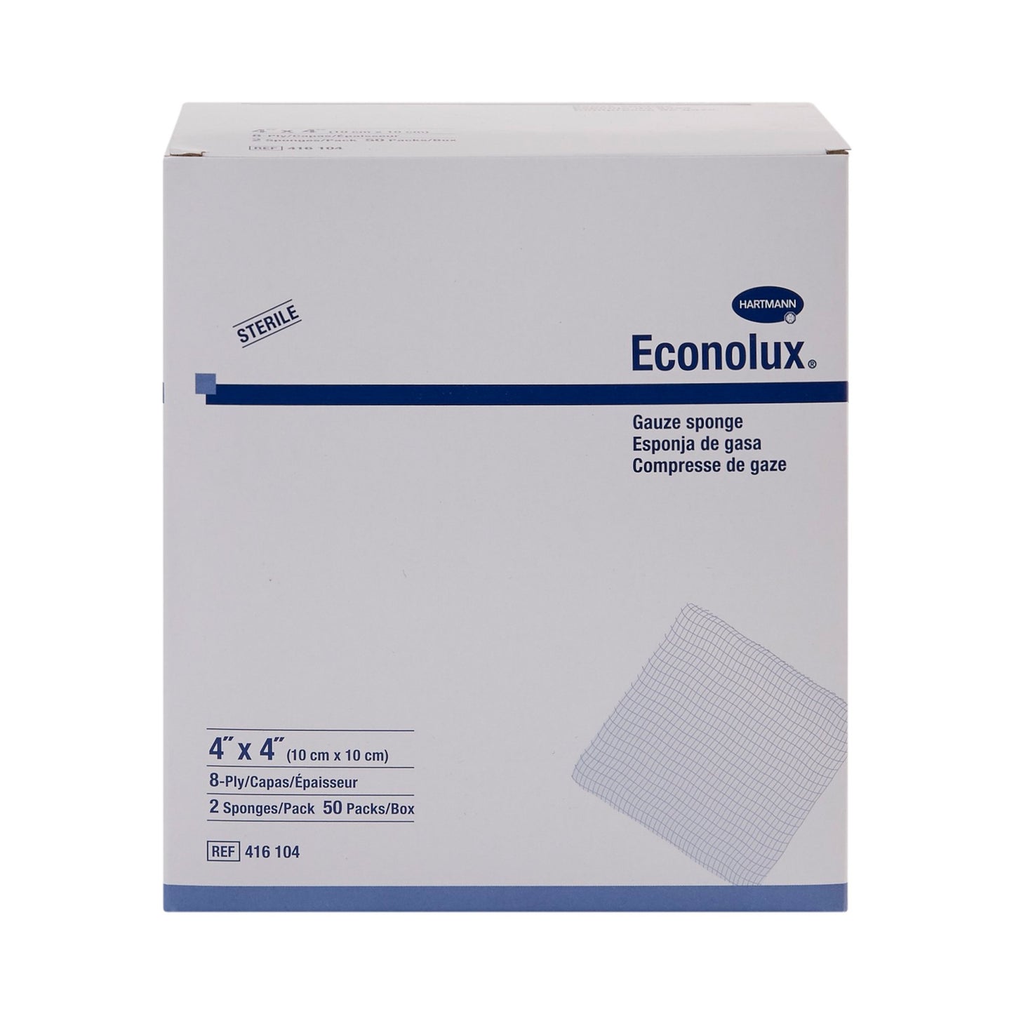 GAUZE, SPNG ECONOLUX CTN 4X4 8PLY