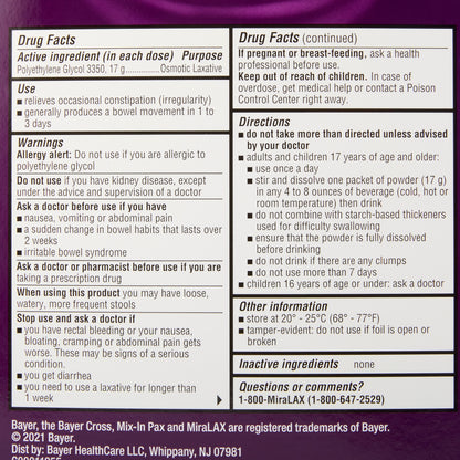 MIRALAX SACHET, PWD 17GM