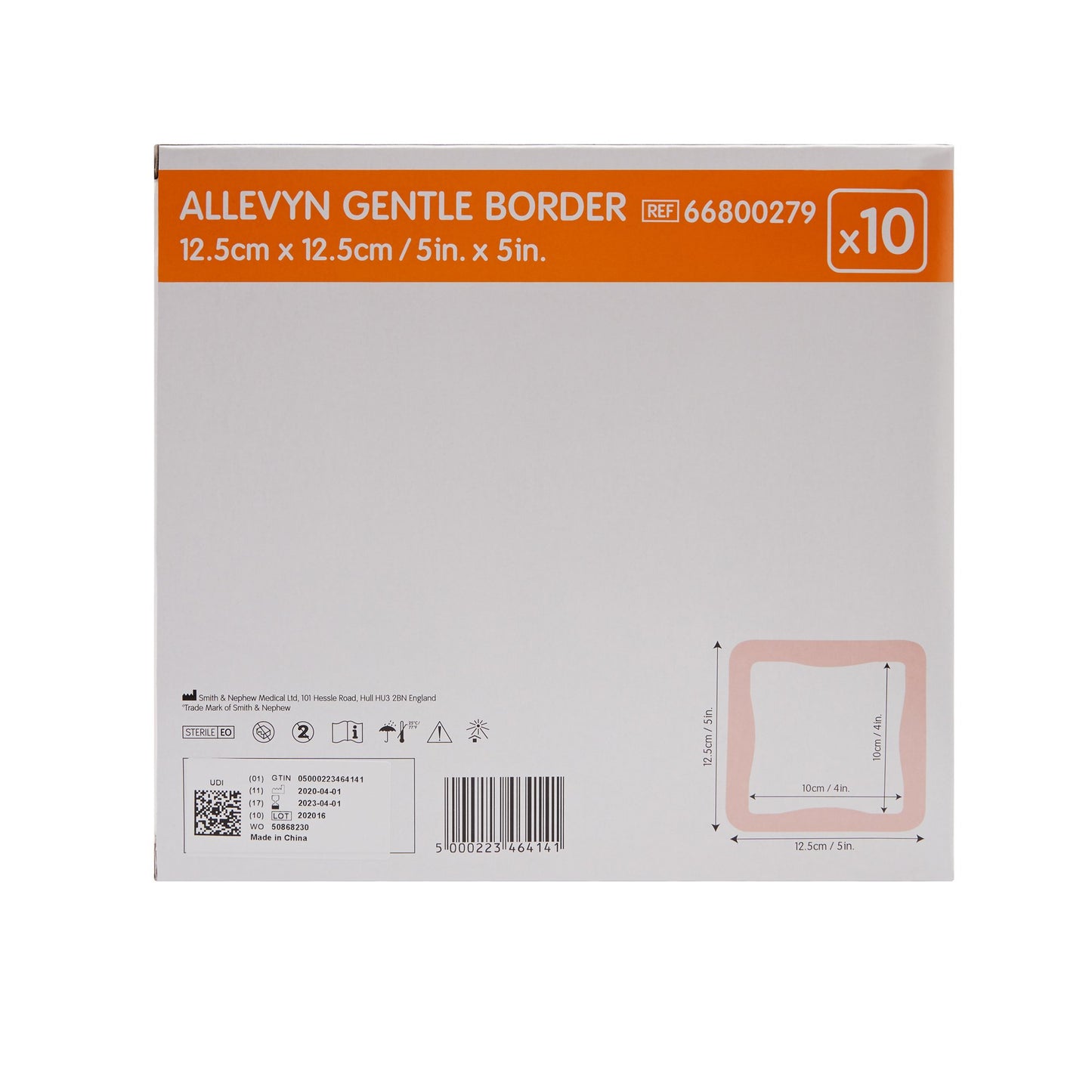 DRESSING, ALLEVYN GENTLE BRDR5"X5"