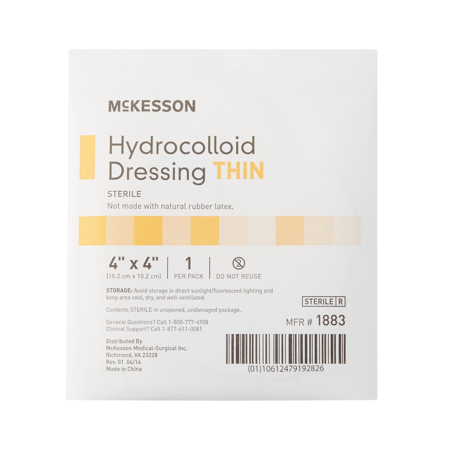 DRESSING, HYDROCOLLOID THIN STR 4"X4"
