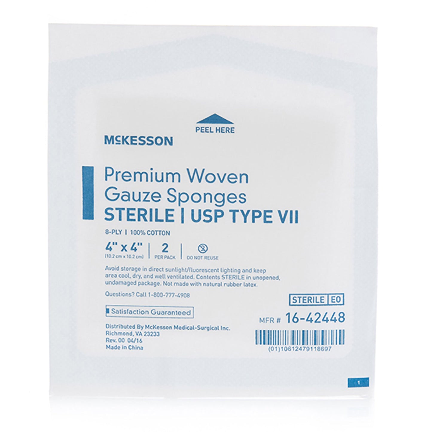 SPONGE, GAUZE TYPE-VII 8PLY STR 4"X4"