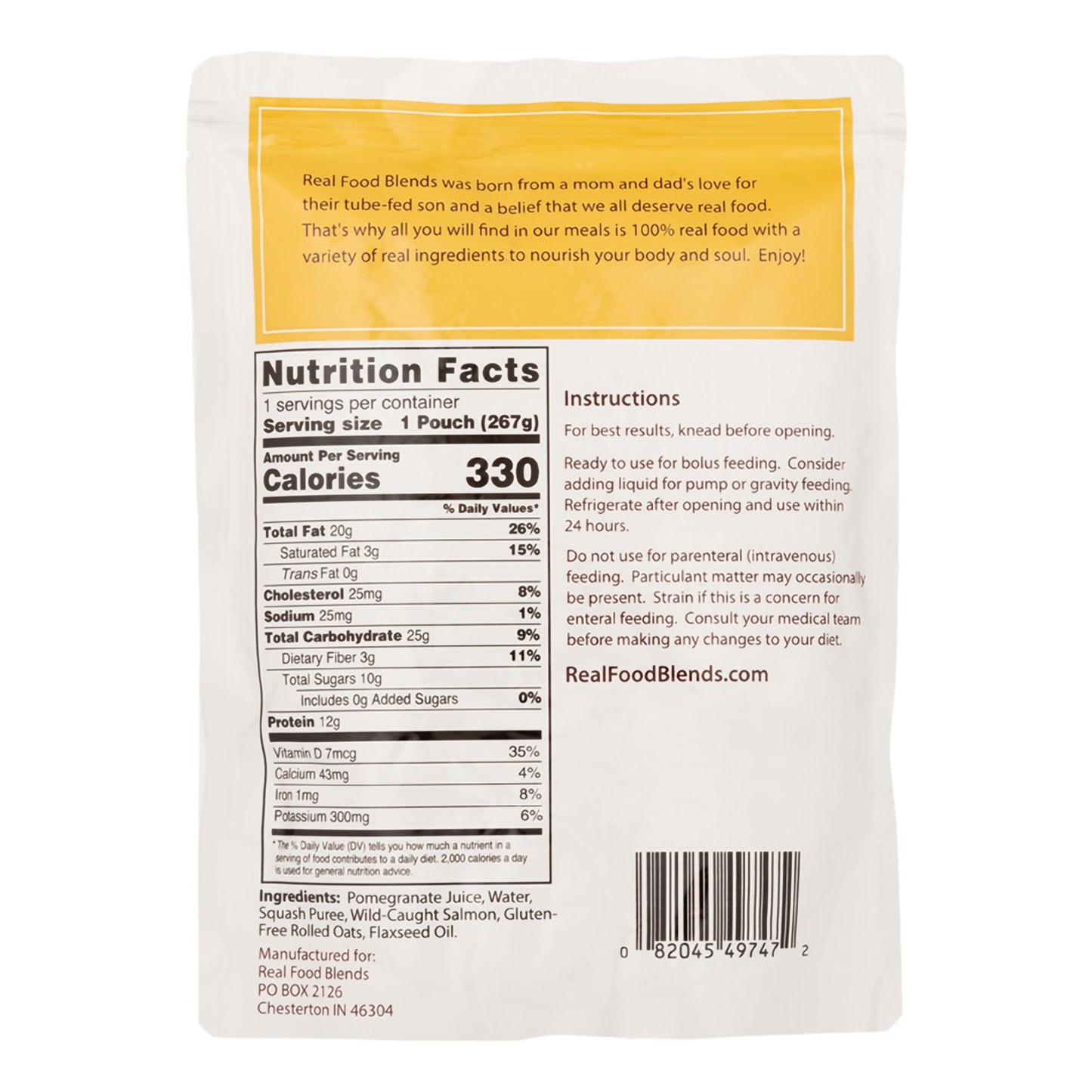 ENTERAL FEEDING, SALMON/OATS &SQUASH
