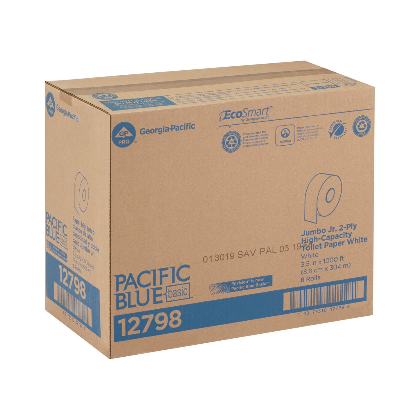 TISSUE, TOILET ENVSN 2PLY JUMBO WHT