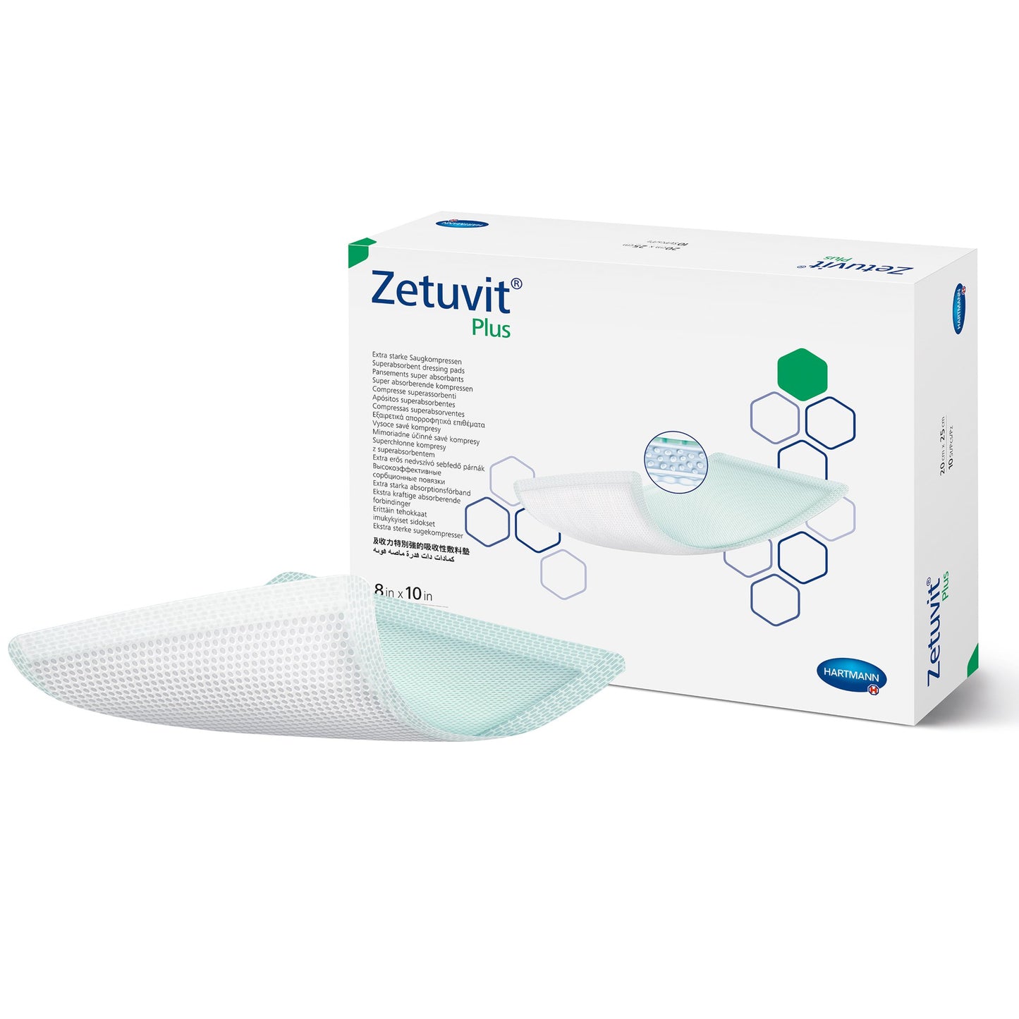 DRESSING, WOUND ZETUVIT PLUS W/SAP 8"X10"