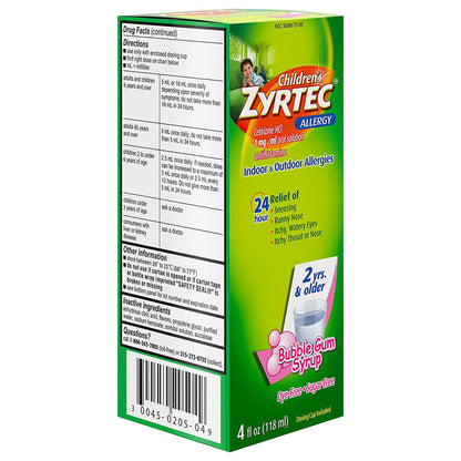 CHILDRENS ZYRTEC, SYRP 1MG/ML4OZ