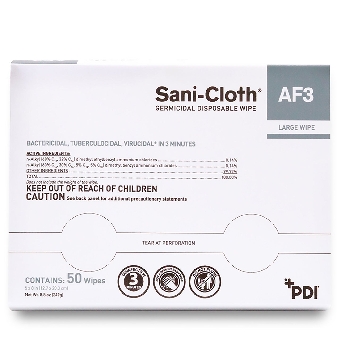 WIPE, DRY SANI-CLOTH AF3 LG 5X8 INDIVIDUAL PACK