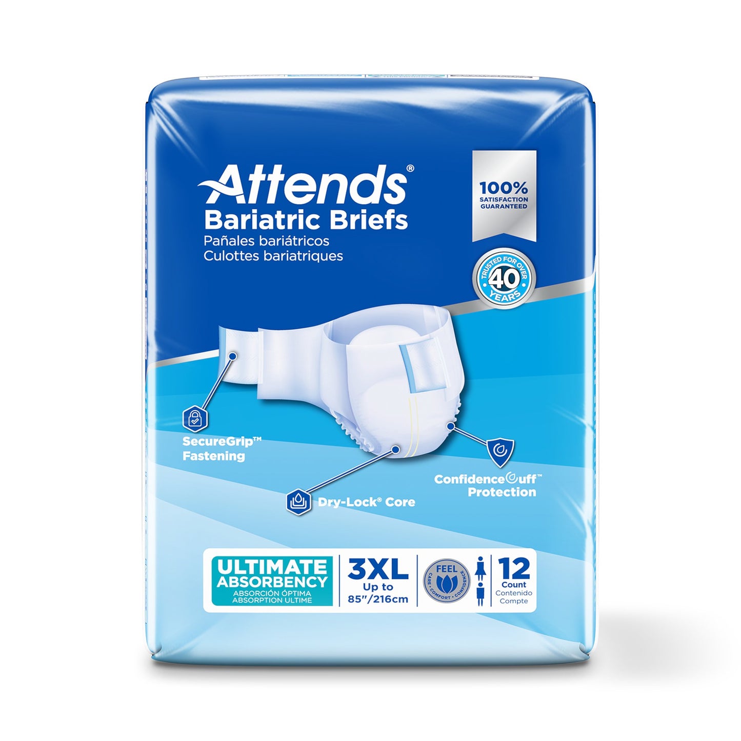 BRIEF, BARIATRIC ULTIMATE ABSORBENCY 3XLG 85"
