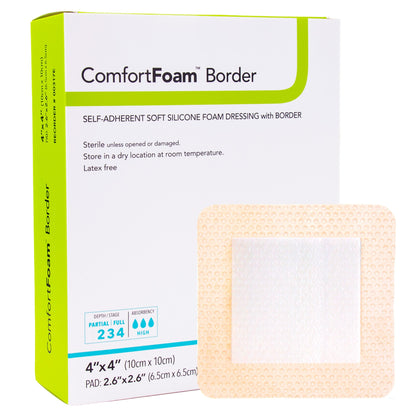 DRESSING, WND ADH W/BORDER SOFT SIL FM 4X4"