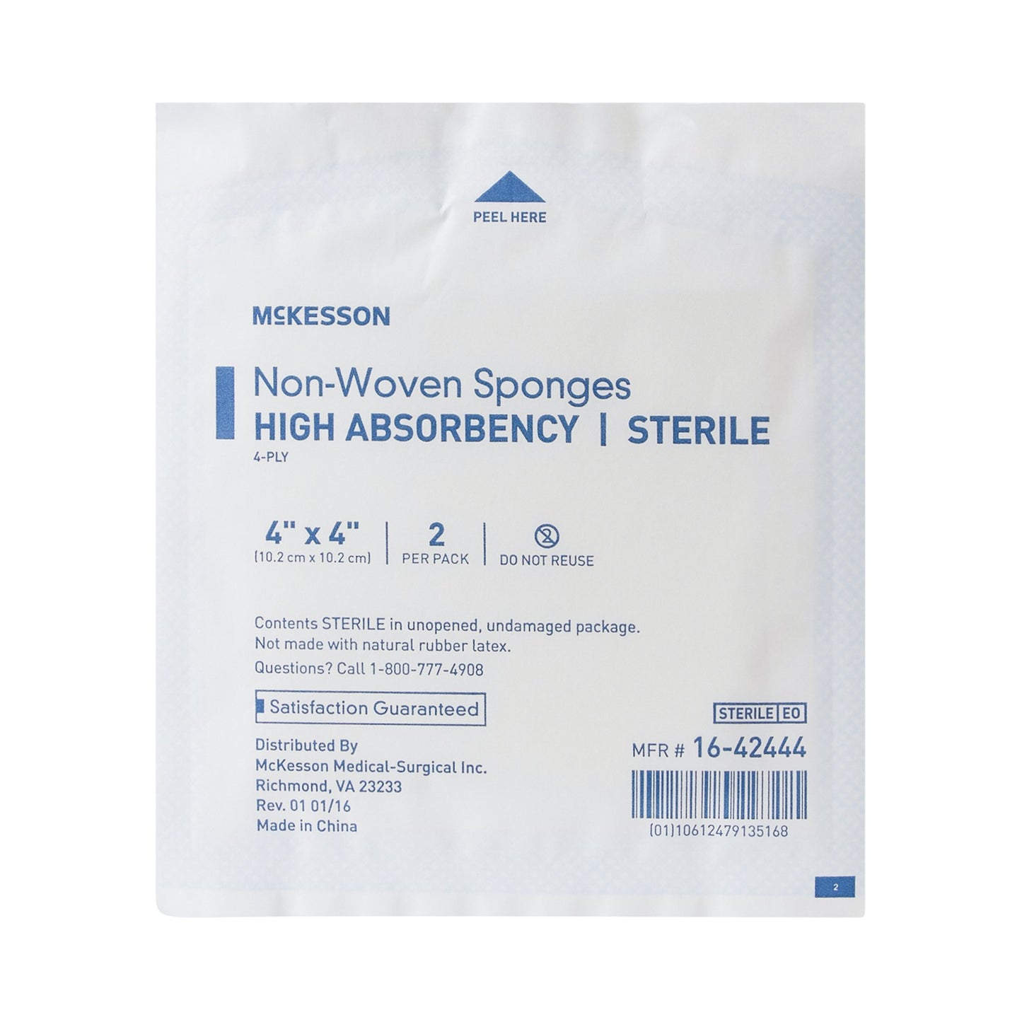SPONGE, N/WOVN HI-ABSRB 4"X4"4PLY STR
