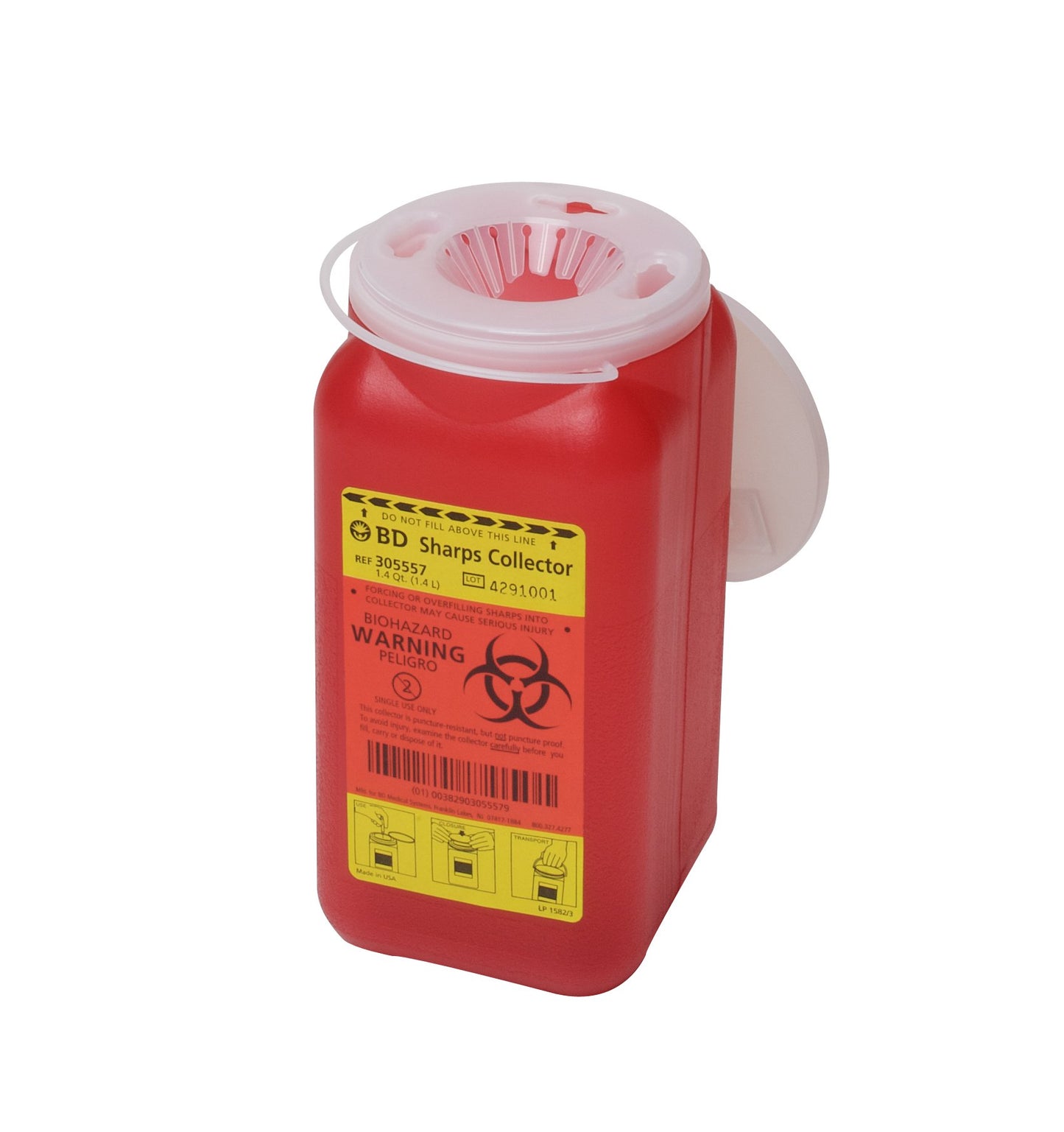 CONTAINER, SHARPS RED 1.4QT