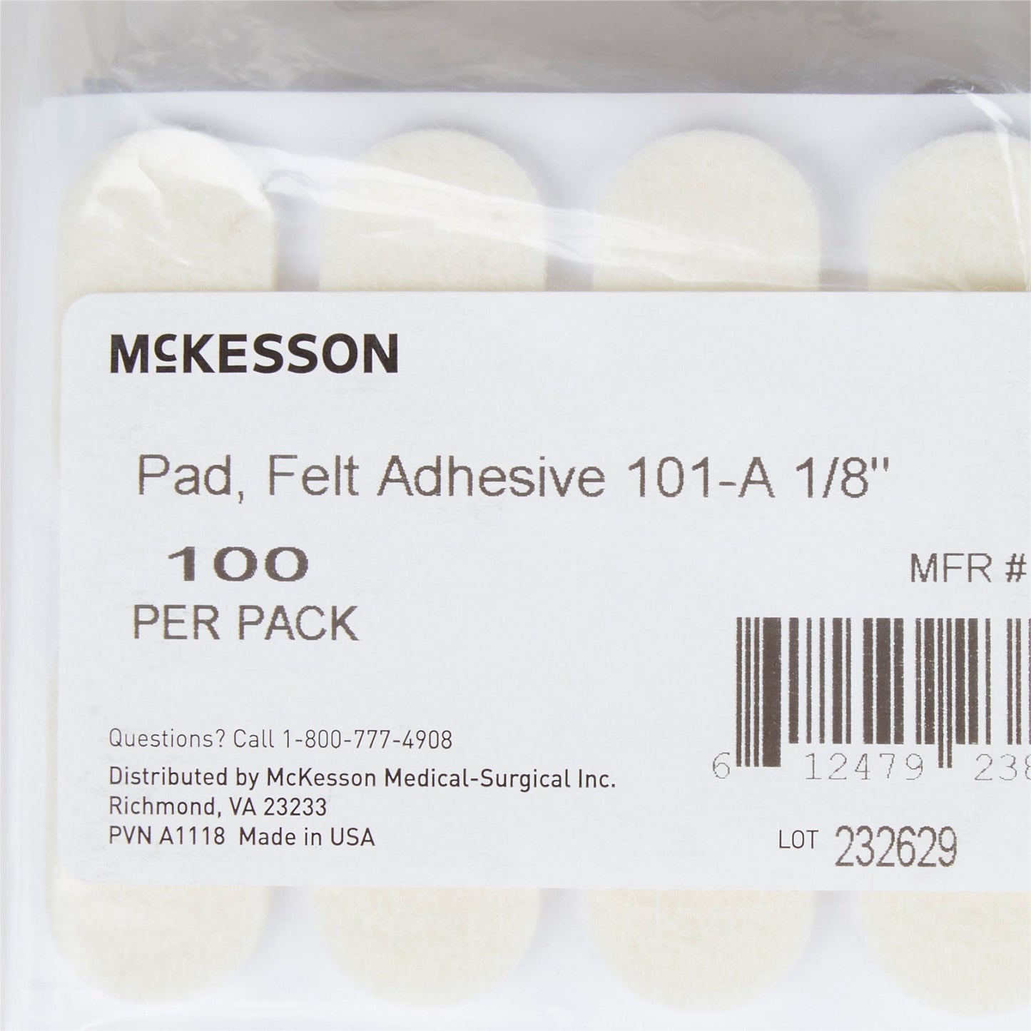 PEDI-PAD, FELT ADH WHT #101-A-8"