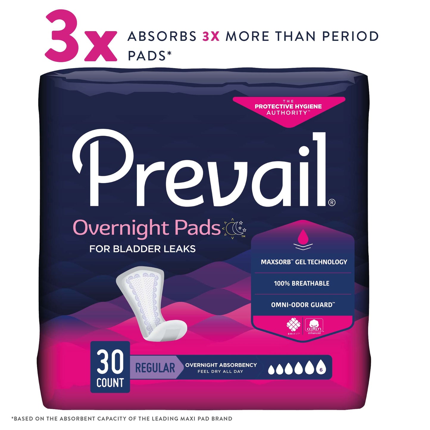 PAD, BLADDER CONTROL PREVAIL OVERNIGHT LNG 16"