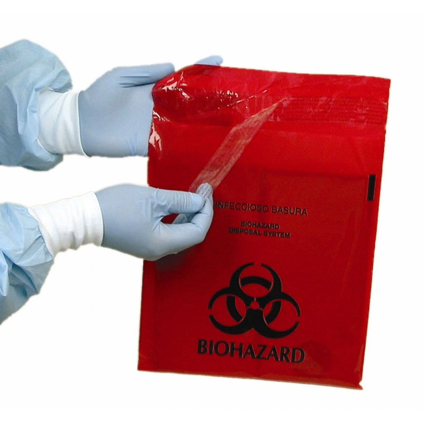 BAG, BIOHAZ STICK-ON RED 9X101.4QT