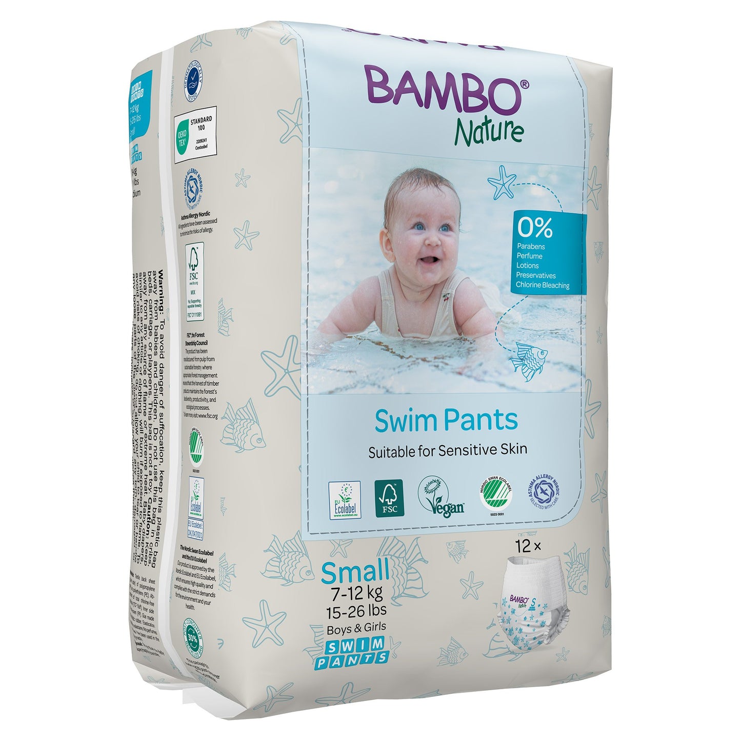 PANT, SWIM BAMBO NATURE DISP PED SM 15-26LB