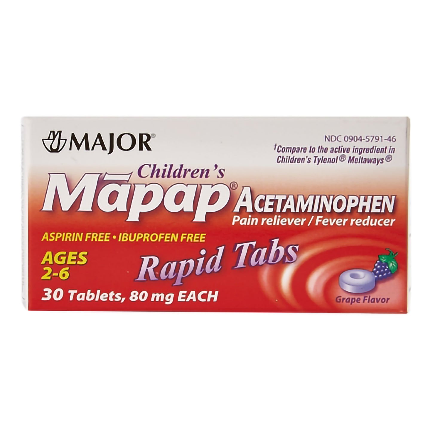 MAPAP ACETAMINOPHEN, TAB RAPIDCLD GRAPE 80MG