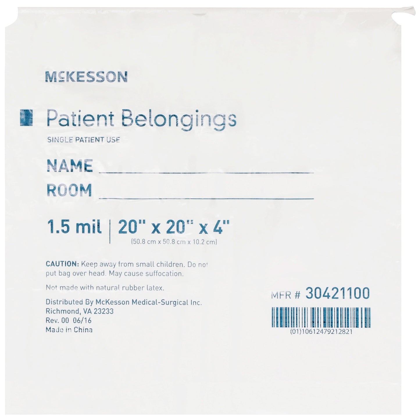 BAG, PAT DRWSTRNG 20X20X4 WHT