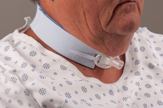 HOLDER, TRACH TUBE 1/2" WIDE NECKBAND 28" BLU